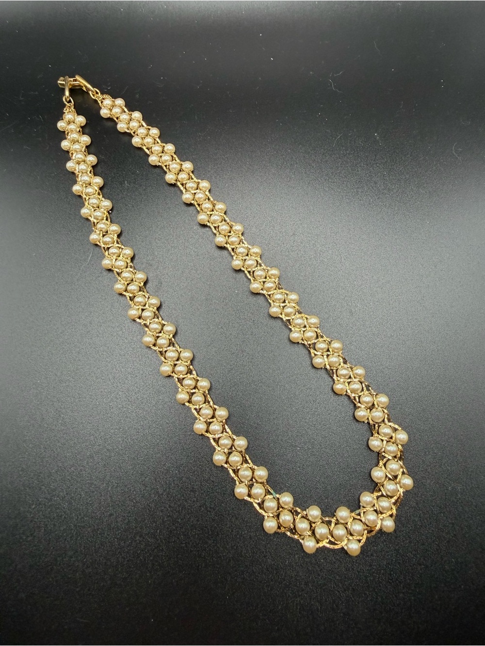 Vintage Napier Gold-tone Pearl Cluster Necklace - 16”